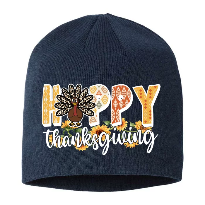 Happy Thanksgiving Turkey Cute Holiday 8 1/2in Sustainable Knit Beanie