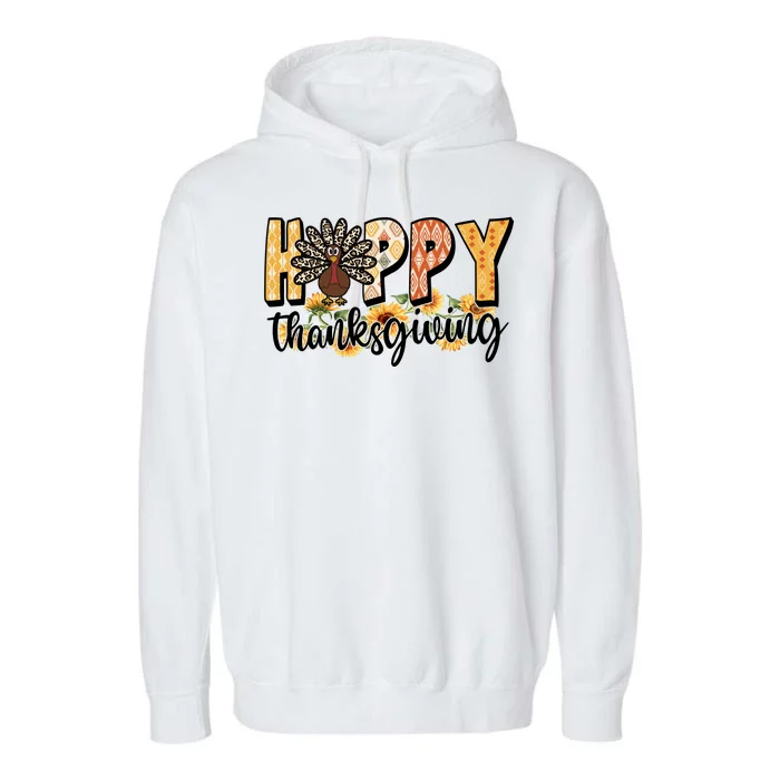 Happy Thanksgiving Turkey Cute Holiday Garment-Dyed Fleece Hoodie