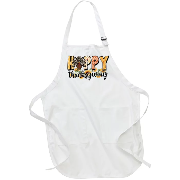 Happy Thanksgiving Turkey Cute Holiday Full-Length Apron With Pocket