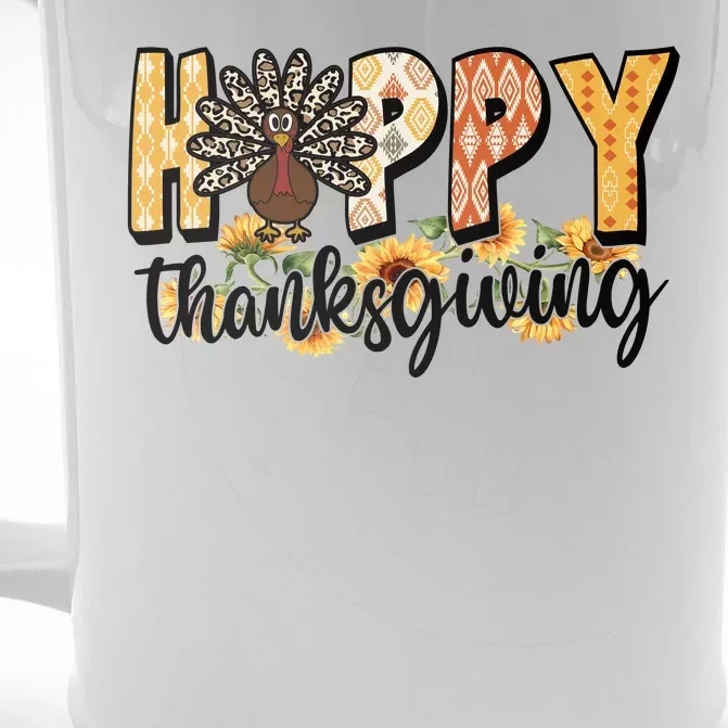 Happy Thanksgiving Turkey Cute Holiday Front & Back Beer Stein