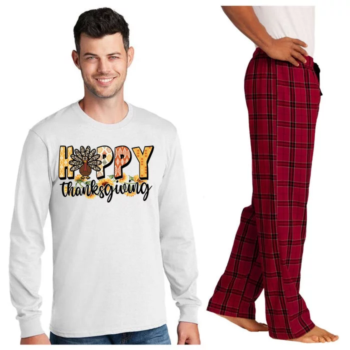 Happy Thanksgiving Turkey Cute Holiday Long Sleeve Pajama Set