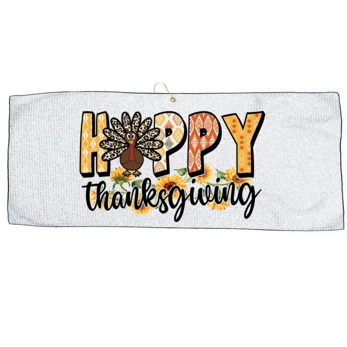 Happy Thanksgiving Turkey Cute Holiday Large Microfiber Waffle Golf Towel