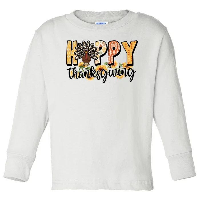 Happy Thanksgiving Turkey Cute Holiday Toddler Long Sleeve Shirt