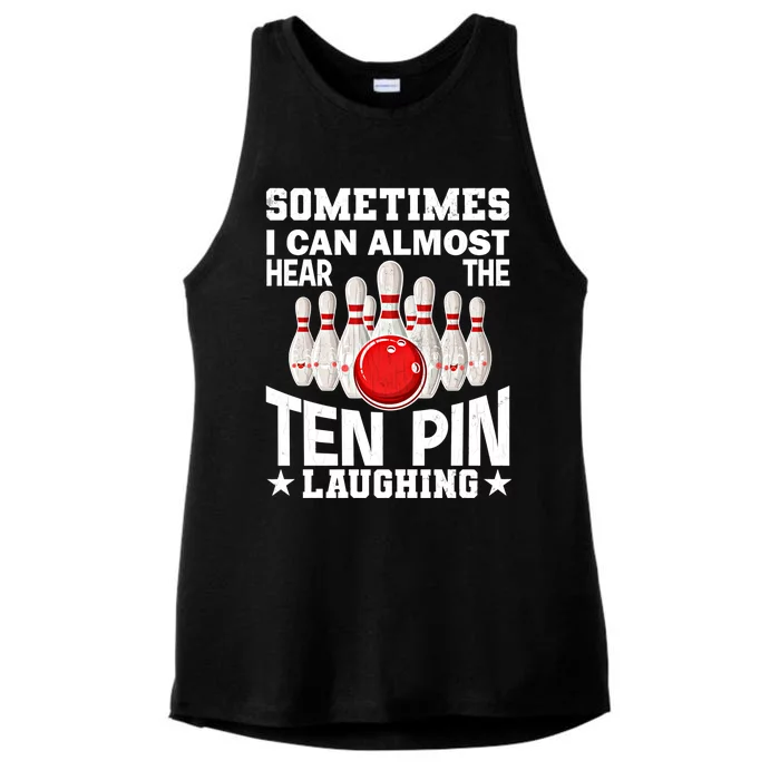 Hear The Ten Pin Laughing Fun Bowling Player Bowler Graphic Funny Gift Ladies Tri-Blend Wicking Tank