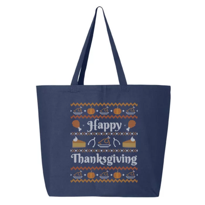 Happy Thanksgiving Ugly Style Happy Holiday Funny Gift 25L Jumbo Tote