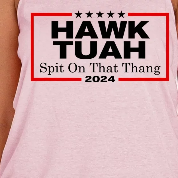 Hawk Tuah Utah 2024 Spit Thang Women's Knotted Racerback Tank