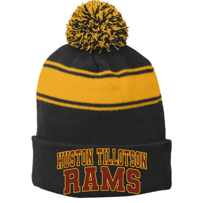 Huston Tillotson University Stripe Pom Pom Beanie