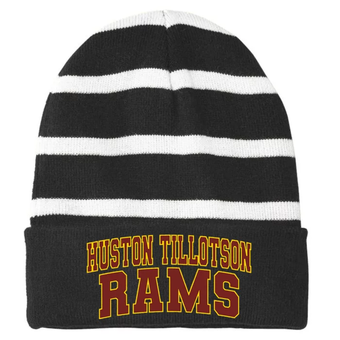 Huston Tillotson University Striped Beanie with Solid Band