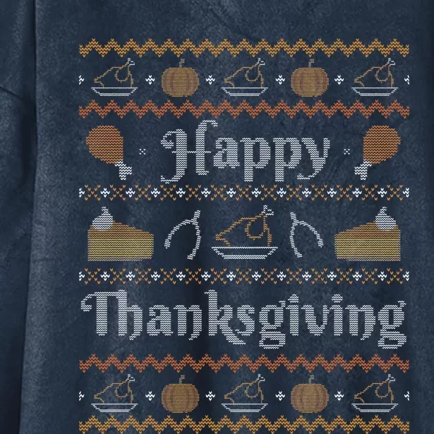 Happy Thanksgiving Ugly Funny Style Happy Holiday Funny Funny Hooded Wearable Blanket