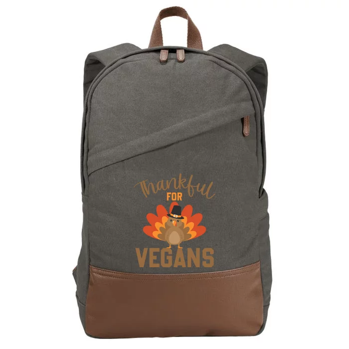 Happy Thanks Vegan Thankful For Vegans Gift Cotton Canvas Backpack