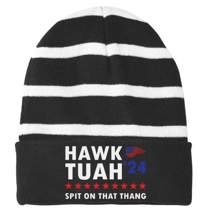 Hawk Tush Viral Election Parody Striped Beanie with Solid Band