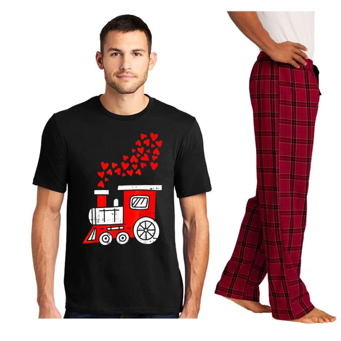 Heart Train Valentines Day Cool Railroad Love Pajama Set