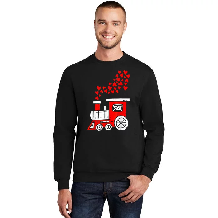 Heart Train Valentines Day Cool Railroad Love Tall Sweatshirt