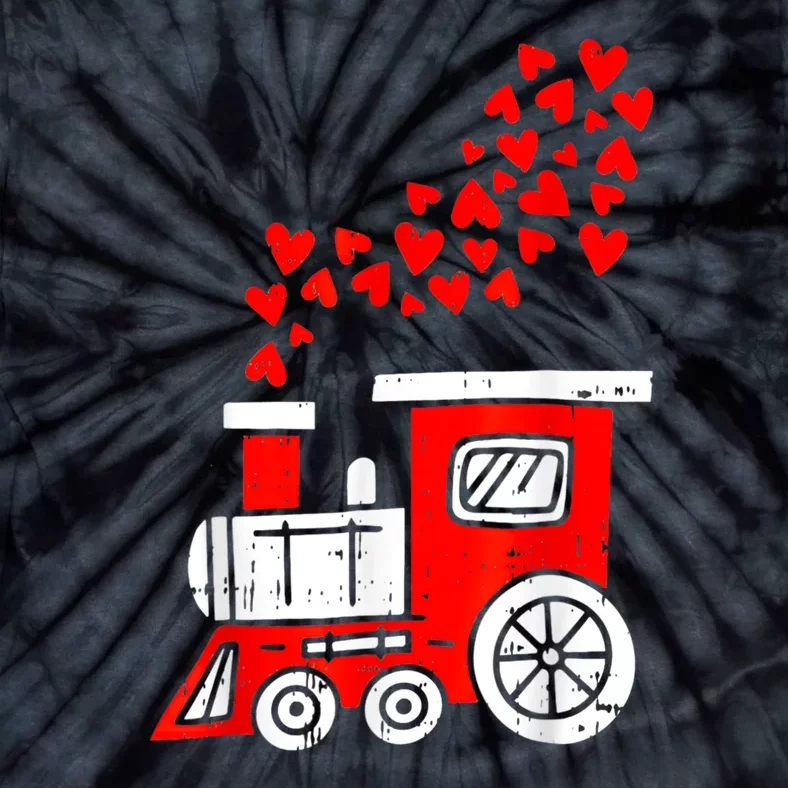 Heart Train Valentines Day Cool Railroad Love Tie-Dye T-Shirt