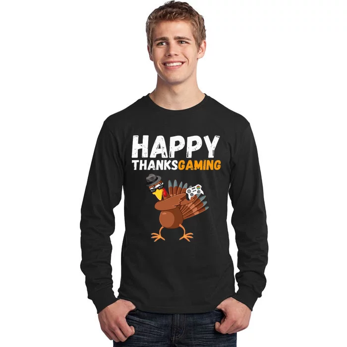 Happy Thanksgiving Video Game Dabbing Turkey Pilgrim Tall Long Sleeve T-Shirt