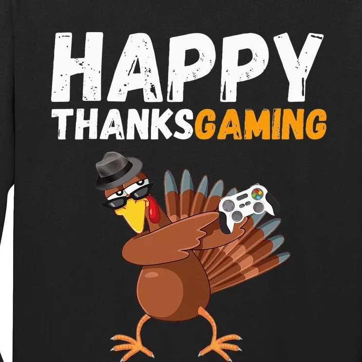 Happy Thanksgiving Video Game Dabbing Turkey Pilgrim Tall Long Sleeve T-Shirt