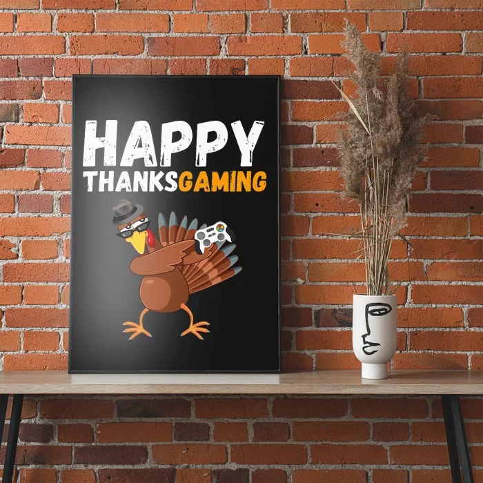 Happy Thanksgiving Video Game Dabbing Turkey Pilgrim Poster