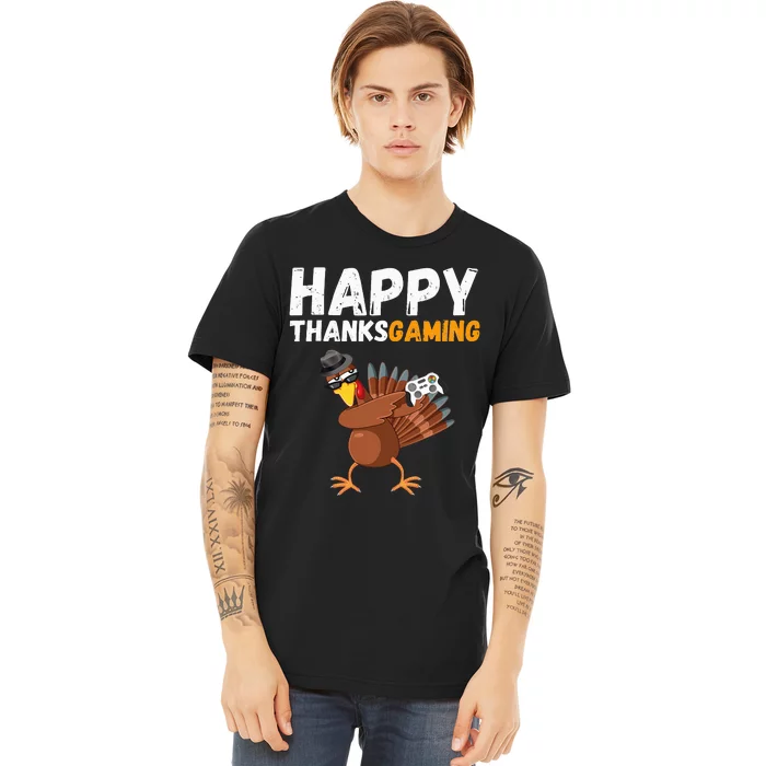 Happy Thanksgiving Video Game Dabbing Turkey Pilgrim Premium T-Shirt