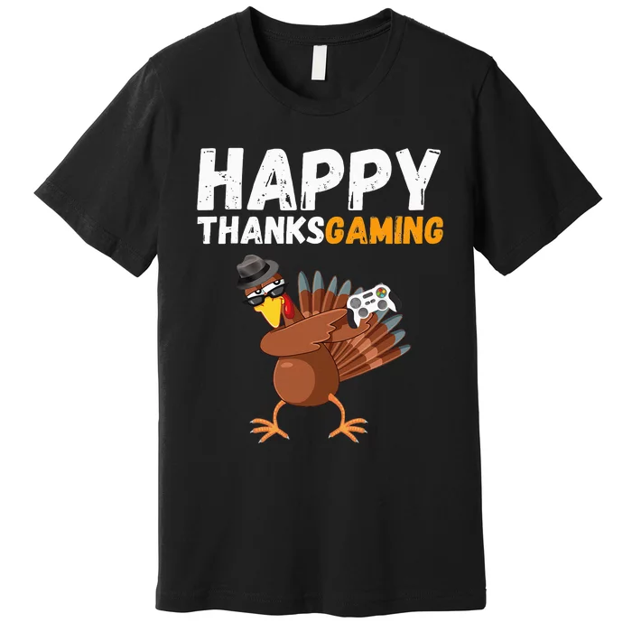 Happy Thanksgiving Video Game Dabbing Turkey Pilgrim Premium T-Shirt