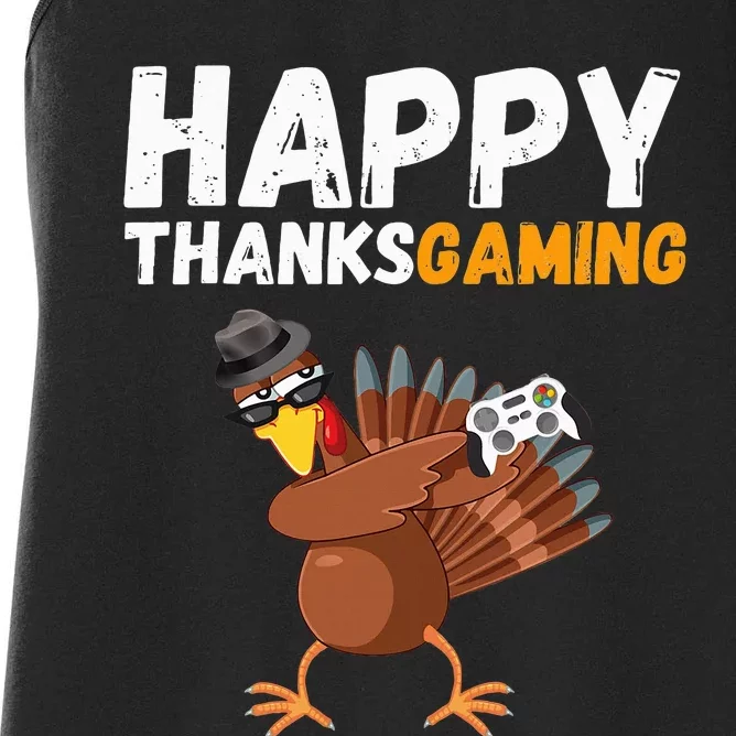 Happy Thanksgiving Video Game Dabbing Turkey Pilgrim Women's Racerback Tank