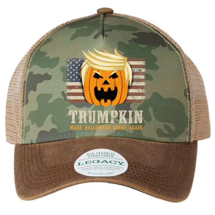 Halloween Trumpkin Vintage US Flag Funny Legacy Tie Dye Trucker Hat