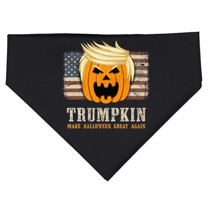 Halloween Trumpkin Vintage US Flag Funny USA-Made Doggie Bandana