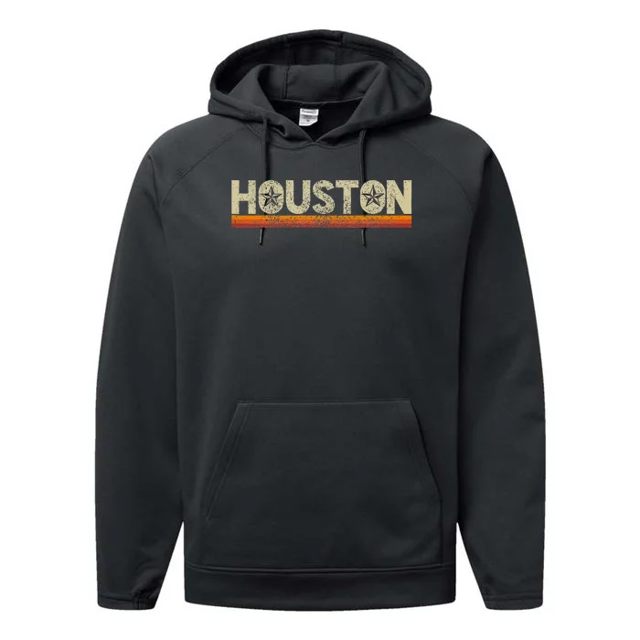 Houston Texas Vintage Retro Stars Souvenir Performance Fleece Hoodie