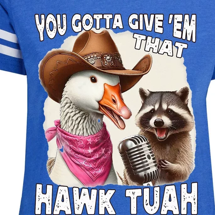 Hawk Tuah Viral Humor Meme Video Girl 24 Goose Tua Enza Ladies Jersey Football T-Shirt