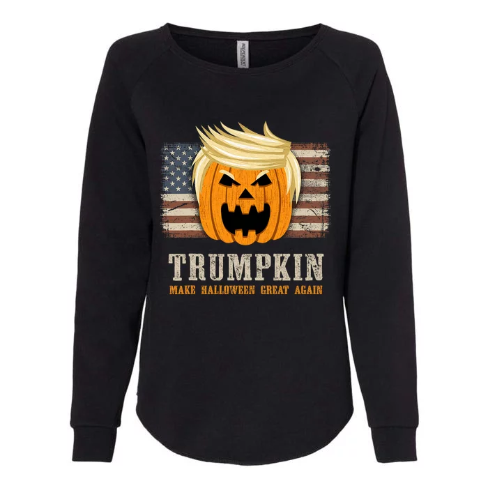 Halloween Trumpkin Vintage Us Flag Funny Womens California Wash Sweatshirt