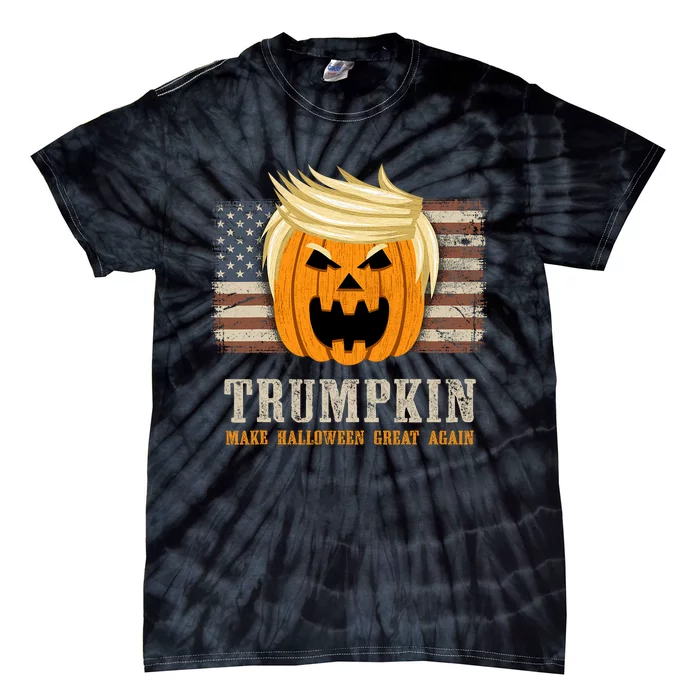 Halloween Trumpkin Vintage Us Flag Funny Tie-Dye T-Shirt