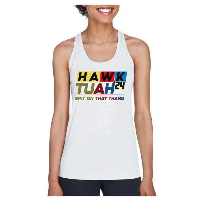 Hawk Tush Viral Election Parody Design Women's Racerback Tank