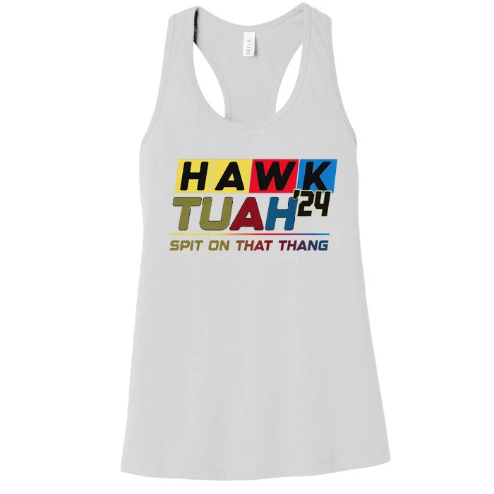 Hawk Tush Viral Election Parody Design Women's Racerback Tank