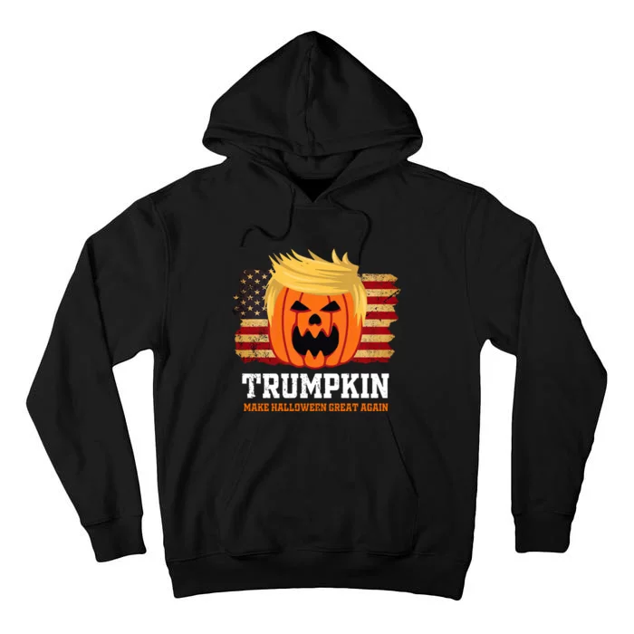 Halloween Trumpkin Vintage US Flag Trump Tall Hoodie