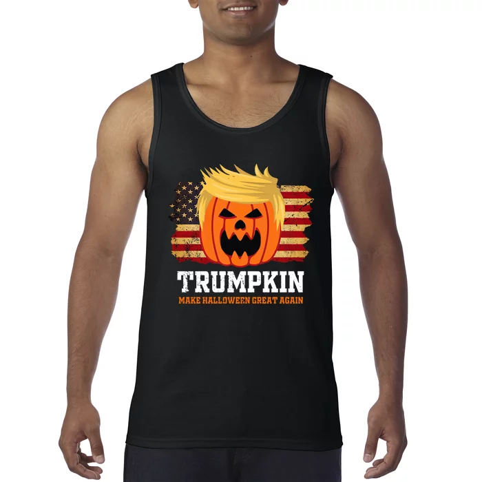 Halloween Trumpkin Vintage US Flag Trump Tank Top