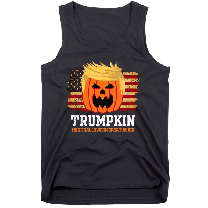 Halloween Trumpkin Vintage US Flag Trump Tank Top