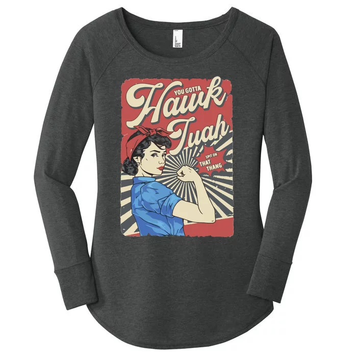 Hawk Tuah Viral Spit On That Thing Women's Perfect Tri Tunic Long Sleeve Shirt