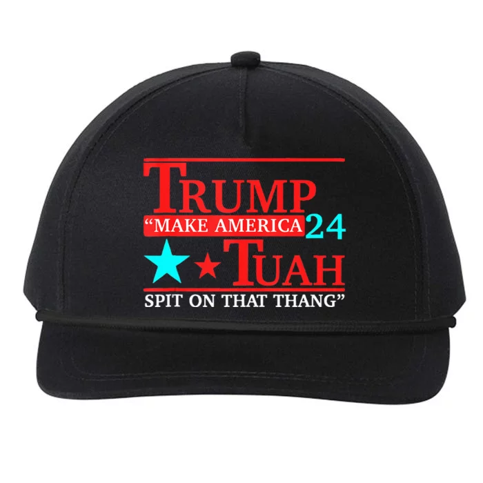 Hawk Tuah Viral Humor Meme Video Girl 24 Trump Tua Snapback Five-Panel Rope Hat