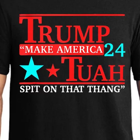 Hawk Tuah Viral Humor Meme Video Girl 24 Trump Tua Pajama Set