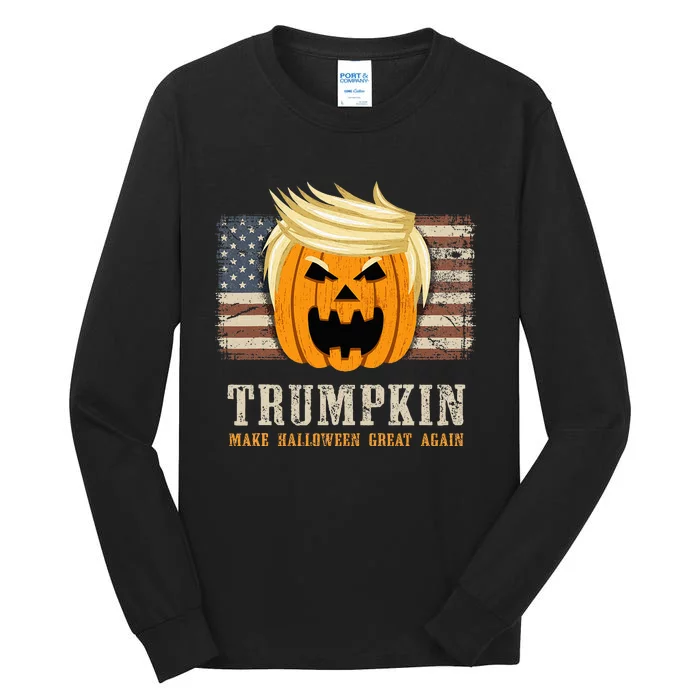 Halloween Trumpkin Vintage US Flag Funny Tall Long Sleeve T-Shirt