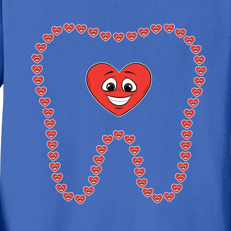 Heart Tooth Valentines Day Cute Dentist Dental Hygienist Meaningful Gift Kids Long Sleeve Shirt