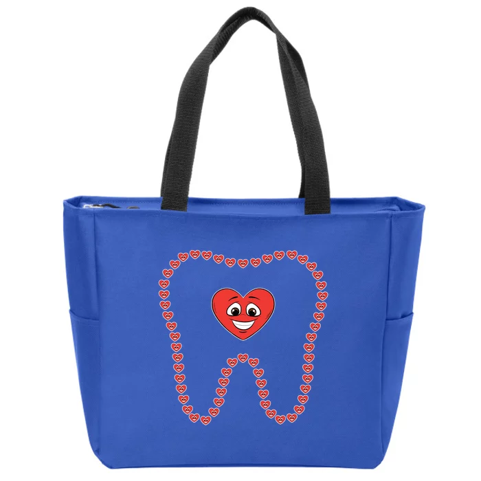 Heart Tooth Valentines Day Cute Dentist Dental Hygienist Meaningful Gift Zip Tote Bag