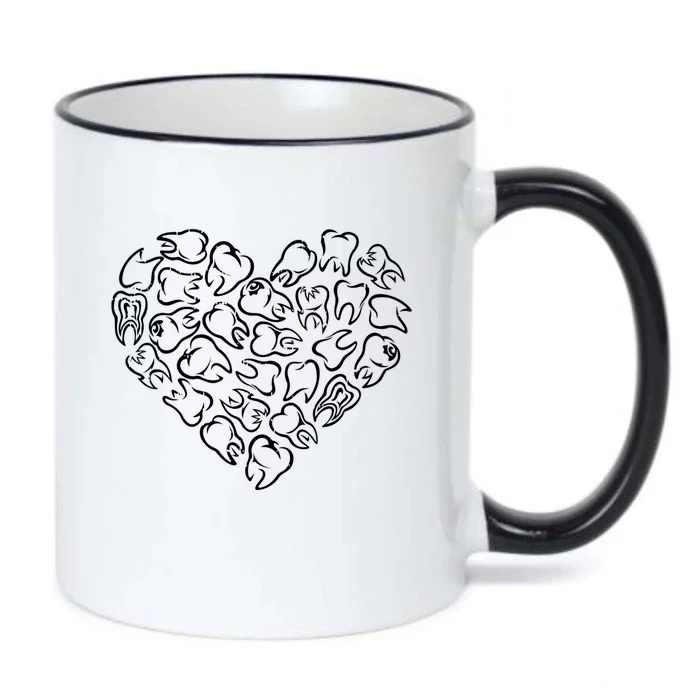 Heart Tooth Valentines Day Cute Dentist Dental Hygienist Gift Black Color Changing Mug