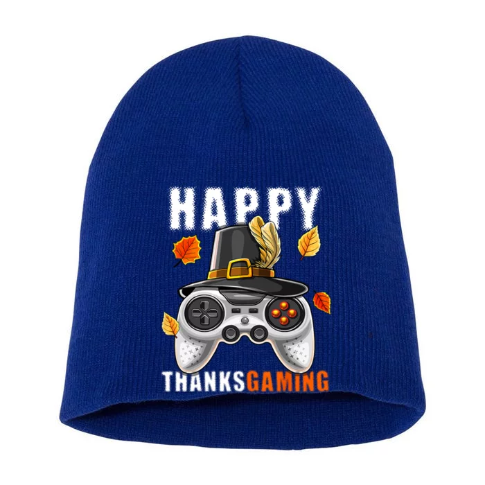 Happy Thanksgiving Video Game Controller Pilgrim Costume Cute Gift Short Acrylic Beanie