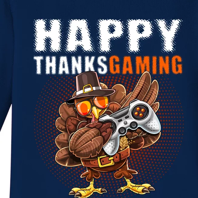 Happy Thanksgiving Video Game Dabbing Turkey Pilgrim Great Gift Baby Long Sleeve Bodysuit