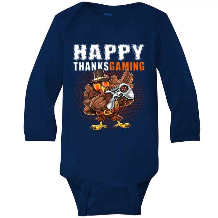 Happy Thanksgiving Video Game Dabbing Turkey Pilgrim Great Gift Baby Long Sleeve Bodysuit