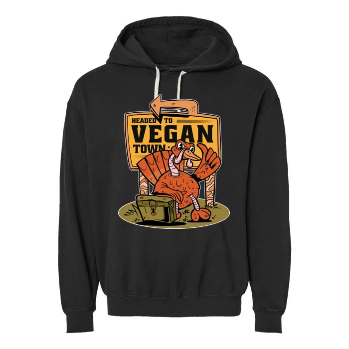 Headed To Vegan Town Chicken Garment-Dyed Fleece Hoodie