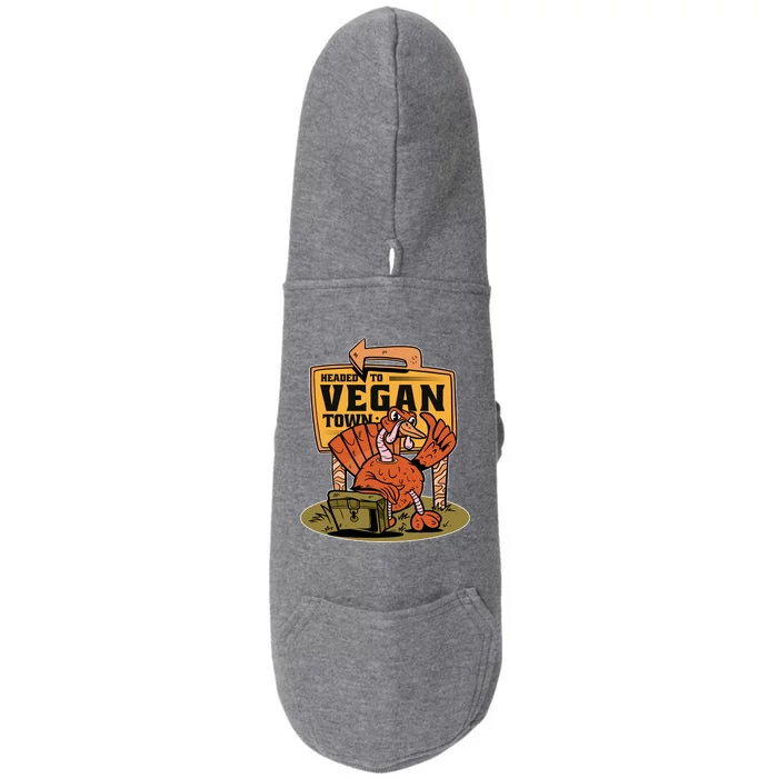 Headed To Vegan Town Chicken Doggie 3-End Fleece Hoodie