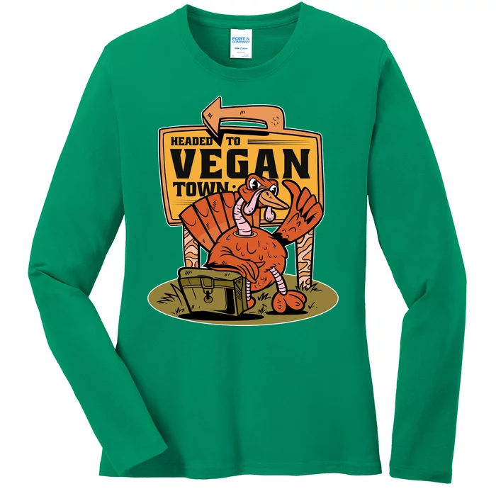 Headed To Vegan Town Chicken Ladies Long Sleeve Shirt