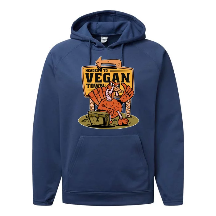 Headed To Vegan Town Chicken Performance Fleece Hoodie