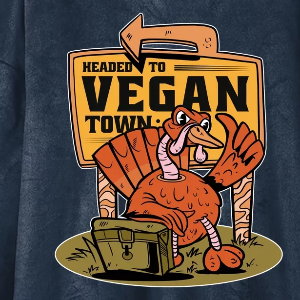 Headed To Vegan Town Chicken Hooded Wearable Blanket